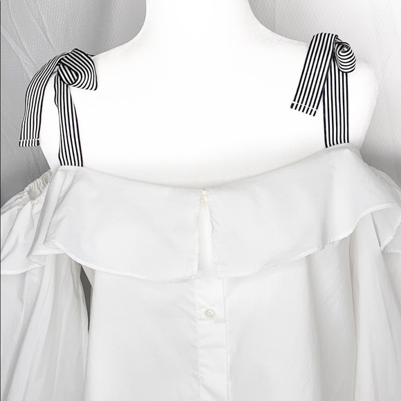 J.Crew Off The Shoulder White Button up bl… M - Picture 5 of 8